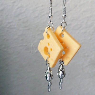 Cheese Alloy & Resin Dangle Earrings FS-WG078A6-01-1