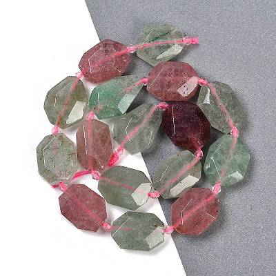 Natural Red & Green Strawberry Quartz Beads Strands G-B125-P28-01-1