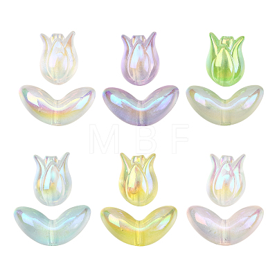 48Pcs 2 Styles UV Plating Transparent Acrylic Beads SACR-FS0001-36-1