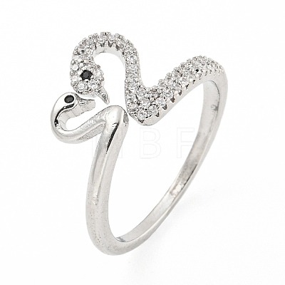 304 Stainless Steel Cubic Zirconia Open Cuff Ring for Women RJEW-S406-05P-03-1