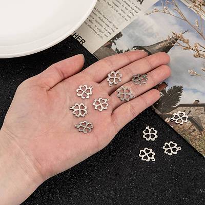 304 Stainless Steel Clover Charms Pendants X-STAS-M004-01-1
