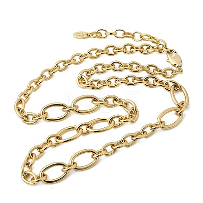 Brass Oval Link Chain Necklaces NJEW-L013-03G-1