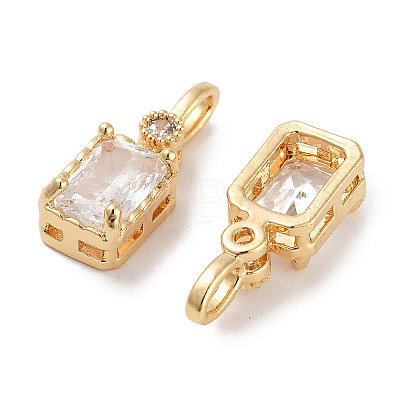 Brass Micro Pave Cubic Zirconia Pendants KK-C051-54G-02-1