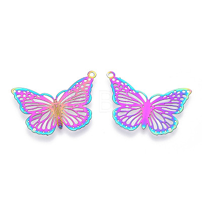 Ion Plating(IP) 304 Stainless Steel Filigree Pendants STAS-T057-61-1