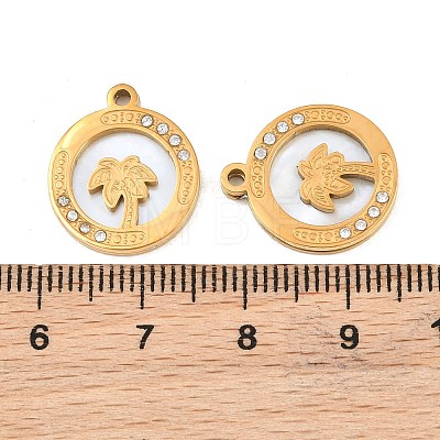 Ocean Theme 304 Stainless Steel & Natural Shell & Rhinestone Pendants SH-CBA72D5-01A-G-1