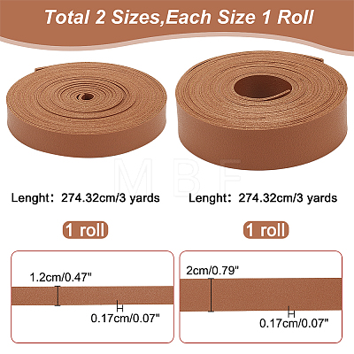 WADORN 2 Rolls 2 Styles 3 Yards Double Face Imitation Leather Cord LC-WR0001-01B-1