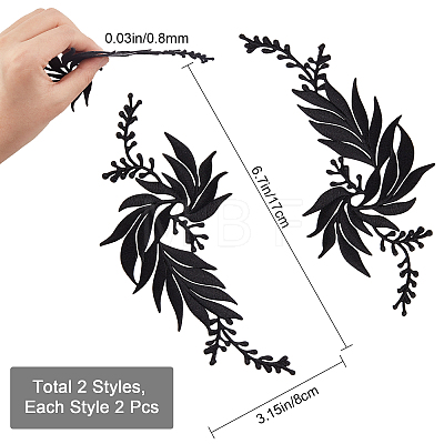 Gorgecraft 4Pcs 2 Style Leaf Computerized Embroidery Cloth Iron on/Sew on Patches DIY-GF0005-33B-1