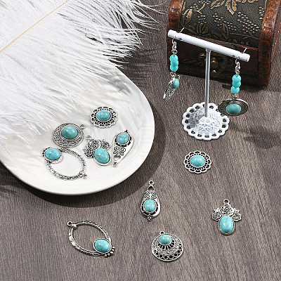 12Pcs 6 Styles Dyed Synthetic Turquoise Pendants FIND-SZ0019-80-1