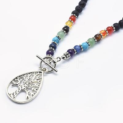 Tibetan Style Alloy Pendant Necklaces NJEW-F170-A06-1