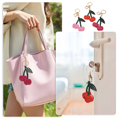 3Pcs 3 Colors PU Leather Alloy Keychains KEYC-TA0001-41-1