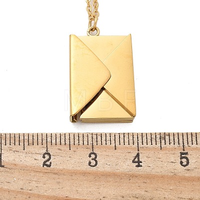304 Stainless Steel Envolope Pendant Necklaces for Women NJEW-U037-01C-G-1