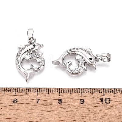 Brass Micro Pave Clear Cubic Zirconia Pendants KK-Q073-11P-1