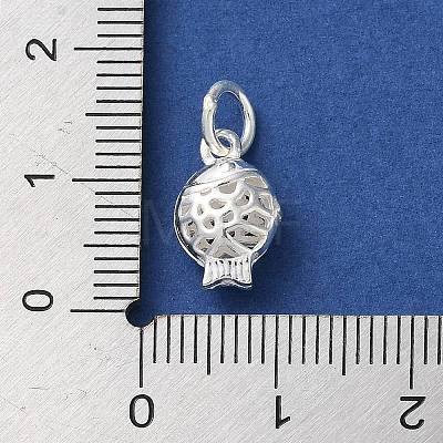 925 Sterling Silver Hollow Fish Charms with Jump Rings STER-E071-01S-03-1