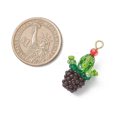 Glass Seed Beaded Cactus Pendants PALLOY-MZ01102-1