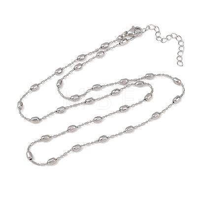 Brass Oval Ball Chain Necklaces for Men Women NJEW-L012-03P-1