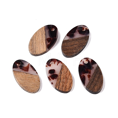 Transparent Resin and Walnut Wood Pendants RESI-T057-03B-1