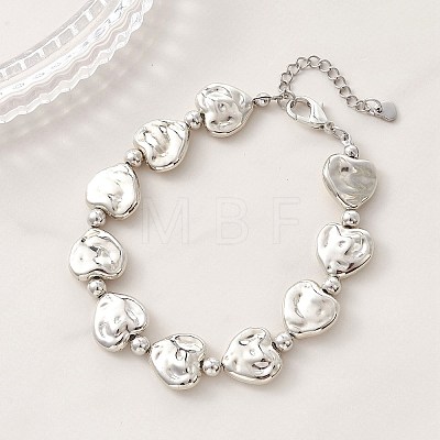 Heart CCB Plastic Beaded Bracelets BJEW-JB13008-02-1