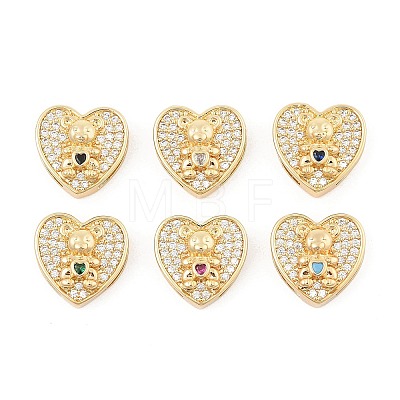 Brass Micro Pave Cubic Zirconia Slide Charms ZIRC-I068-05G-1