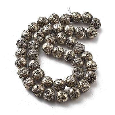 Electroplated Natural Lava Rock Beads Strands G-A251-D01-01J-1