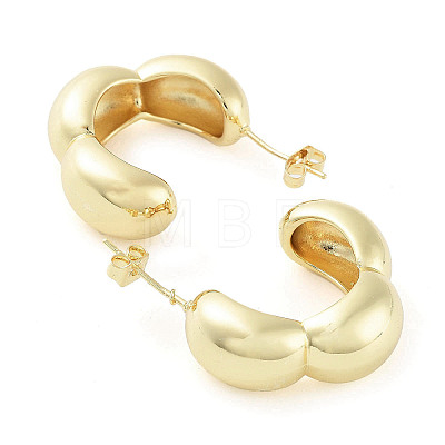 Brass Pea Shape Stud Earrings EJEW-D088-01G-1