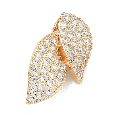 Leaf Brass Micro Pave Cubic Zirconia Enhancer Shortener Bails KK-F934-07D-G-1