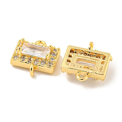 Brass Pave Clear Cubic Zirconia Connector Charms KK-P275-44G-1