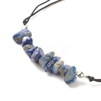 Natural Lapis Lazuli Chips Braided Bead Bracelet BJEW-JB08019-01-1