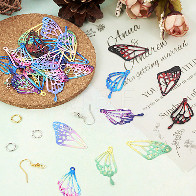 DIY Filigree Butterfly Wing Dangle Earring Making Kit DIY-TA0005-02-1