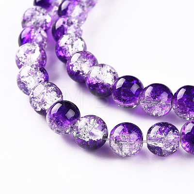 Baking Paint Transparent Crackle Glass Round Bead Strands DGLA-Q018-8mm-47-1