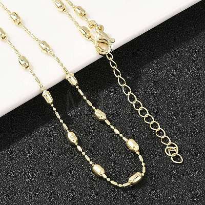 Brass Oval Ball Chain Necklaces for Men Women X-NJEW-L012-03G-1