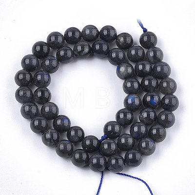 Natural Black Labradorite Beads Strands G-S333-8mm-021A-1
