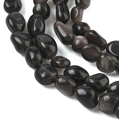 Natural Silver Sheen Obsidian Beads Strands G-C286-A21-1