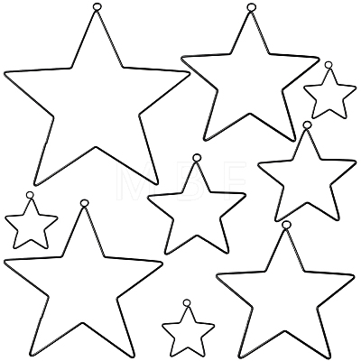 5 Styles Iron Star Ring for DIY Woven Net/Web with Feather IFIN-GF0001-67B-1