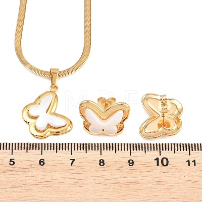 304 Stainless Steel Pendant Necklaces & Stud Earrings Sets SJEW-H002-01B-G-1
