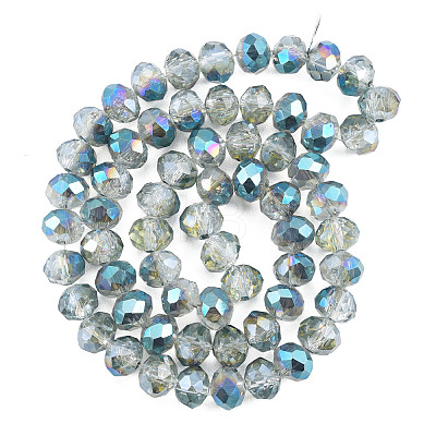 Transparent Crackle Electroplate Glass Beads Strands EGLA-T008-028-B06-1