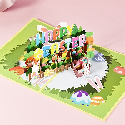 Rectangle 3D Easter Egg Pop Up Paper Greeting Card EAER-PW0001-083A-1