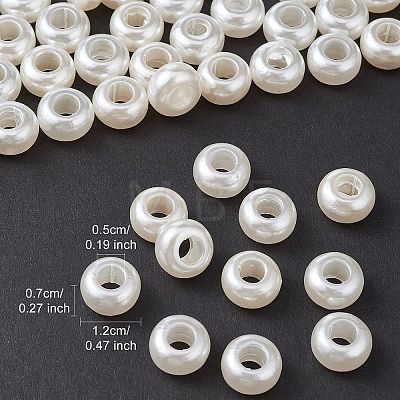 ABS Plastic Imitation Pearl Rondelle Large Hole European Beads MACR-YW0002-87-1