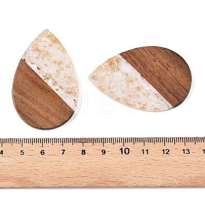 Transparent Resin & Walnut Wood Big Pendants RESI-T058-05N-1