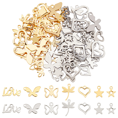 Unicraftale 2 Colors 304 Stainless Steel Charms STAS-UN0019-25-1