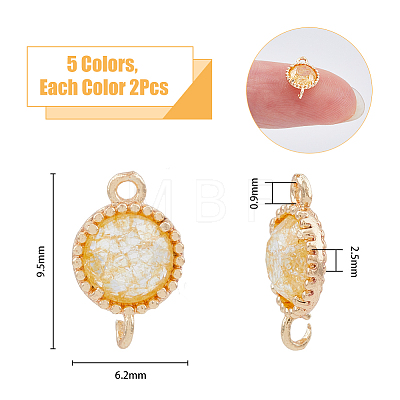 10Pcs 5 Colors Brass Pave Cubic Zirconia Connector Charms KK-DC0002-65-1