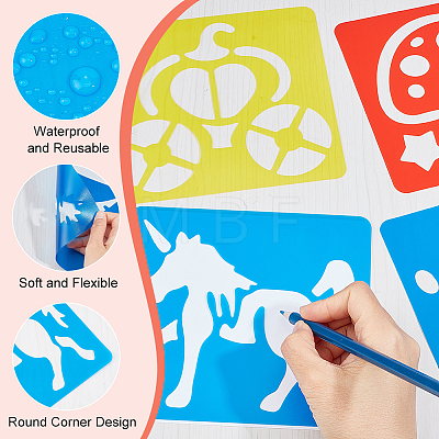 CRASPIRE 4 Sets 4 Style PP Plastic Hollow Out Drawing Painting Stencils Templates DIY-CP0010-52B-1