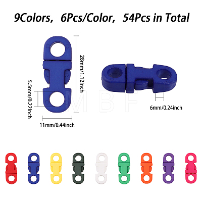 54Pcs 9 Colors Plastic Side Release Buckles KY-CA0001-51-1