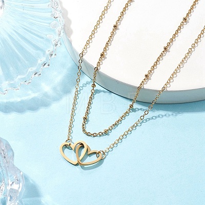 Stainless Steel Heart Pendant Necklaces for Women NJEW-JN04735-01-1