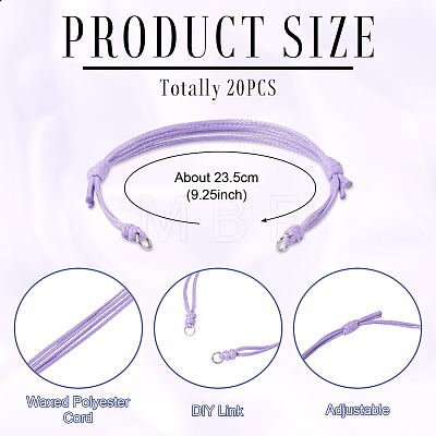 20Pcs Adjustable Korean Waxed Polyester Cord Bracelet Making BJEW-TAC0051-11-1