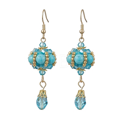 Synthetic Turquoise Dangle Earrings EJEW-MZ00669-03-1