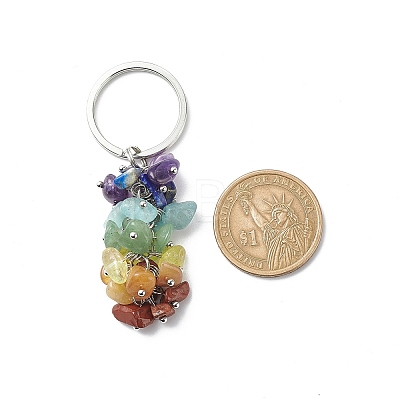 Chakra Theme Natural Gemstone Chip Bead Keychain KEYC-JKC00416-02-1