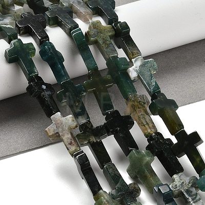 Natural Moss Agate Beads Strands G-I337-A05-02-1