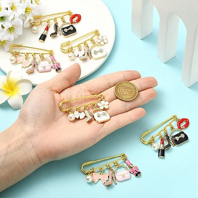 6Pcs 3 Style Steel Brooches JEWB-CJ00006-1