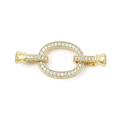 Brass Micro Pave Clear Cubic Zirconia Fold Over Clasps KK-U059-09G-1