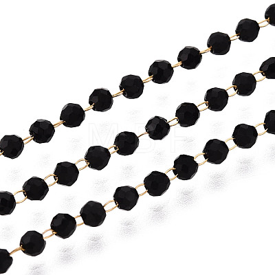 Handmade 304 Stainless Steel Faceted Round Link Chains CHS-N008-06G-02-1